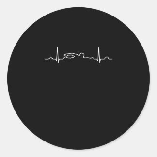 Funny Swimmer Heartbeat Apparel, Swimming Fan Mens Classic Round Sticker