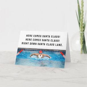 Funny Swimmer Holiday Christmas Cards