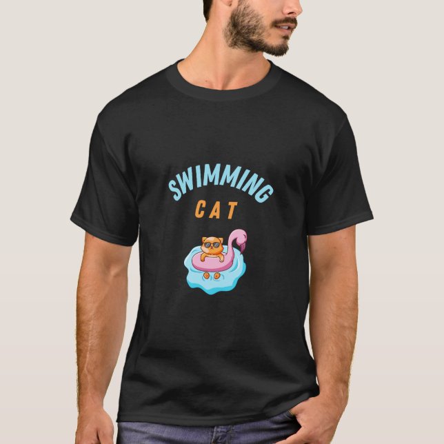 FUNNY SWIMMING CAT T-SHIRT DESIGN 2025 (Front)