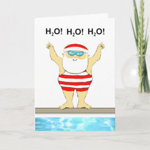 funny swimming Christmas Holiday Card