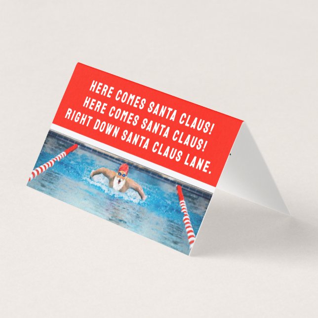 Funny Swimming Christmas Holiday Cards (Front)