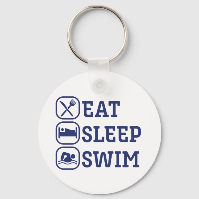 Funny Swimming Eat Sleep Swim Key Ring (Front)
