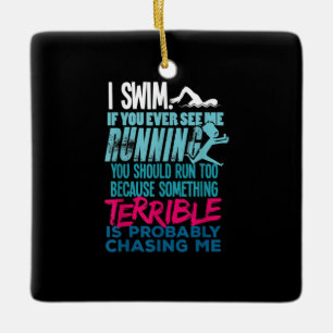 Funny Swimming Gift  A Swimmer Ceramic Ornament