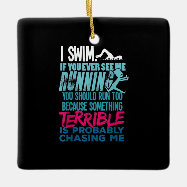 Funny Swimming Gift  A Swimmer Ceramic Ornament (Front)