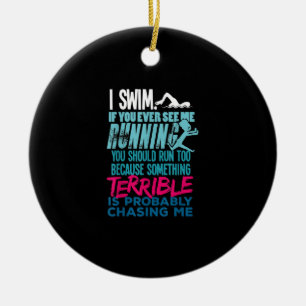 Funny Swimming Gift  A Swimmer Ceramic Tree Decoration