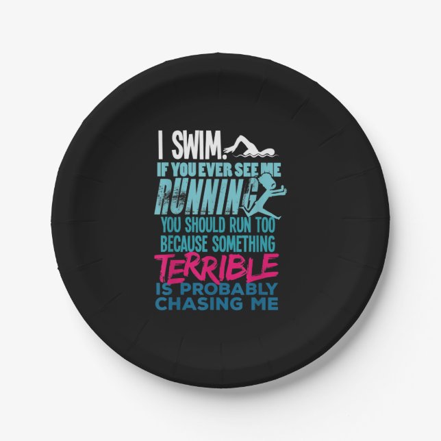 Funny Swimming Gift  A Swimmer Paper Plate (Front)