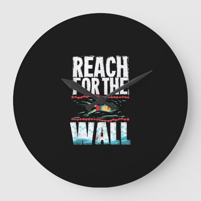 Funny Swimming Gift  A Swimming Athlete Design Large Clock (Front)