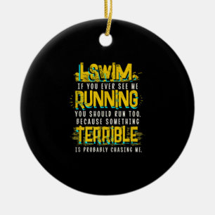 Funny Swimming Gift For Swimmer Ceramic Tree Decoration