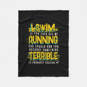 Funny Swimming Gift For Swimmer Fleece Blanket