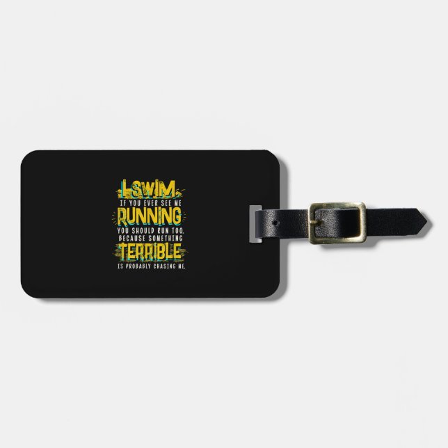 Funny Swimming Gift For Swimmer Luggage Tag (Front Horizontal)