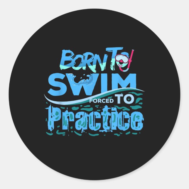 Funny Swimming Gift  Swimming Design Classic Round Sticker (Front)