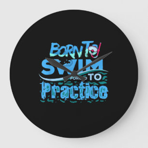 Funny Swimming Gift Swimming Design Large Clock