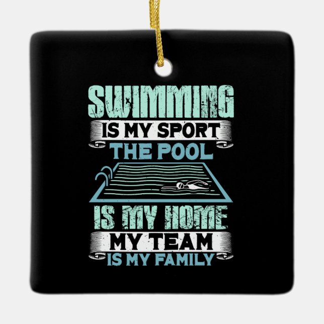 Funny Swimming Quote Ceramic Ornament (Front)