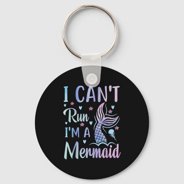 Funny Swimming Workout Mermaid I Can't Run I'm A M Key Ring (Front)
