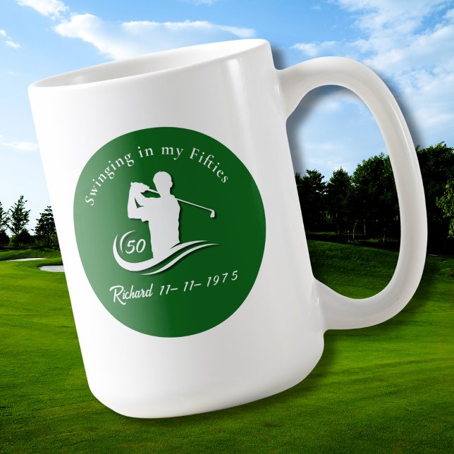 Funny Swinging In My Fifties Modern Golf Player Coffee Mug (Creator Uploaded)
