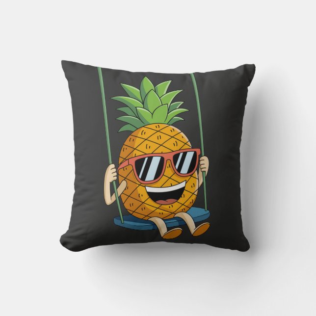 funny swinging pineapple swinger Throw Pillows (Front)