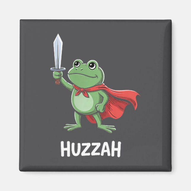 Funny Sword Meme Quote Huzzah Frog Knight  Magnet (Front)