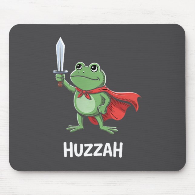 Funny Sword Meme Quote Huzzah Frog Knight  Mouse Pad (Front)
