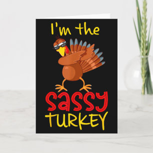 Funny Sy Turkey Matching Family Group Thanksgiving Card