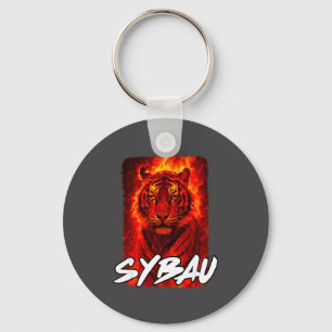Funny Sybau Ironic Tiger Meme Sigma Brainrot Quote Key Ring