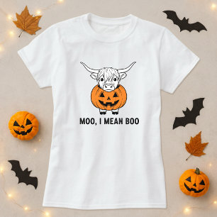 Funny Syings Halloween Tee; Cow & Pumpkin Pun  T-Shirt