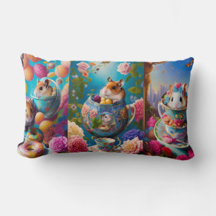 Funny Syrian Hamsters Tea Party Personalised Fleec Lumbar Cushion