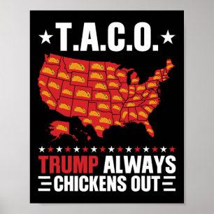 Funny T.a.c.o Trump Always Chickens Out Taco Usa M Poster