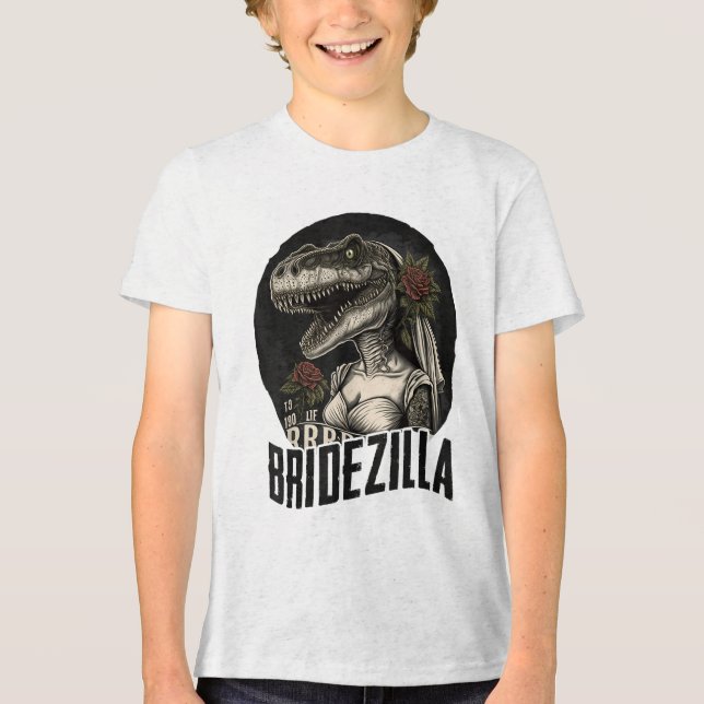 Funny T-rex Bride Design, Bridezilla _1  Tri-Blend Shirt (Front)