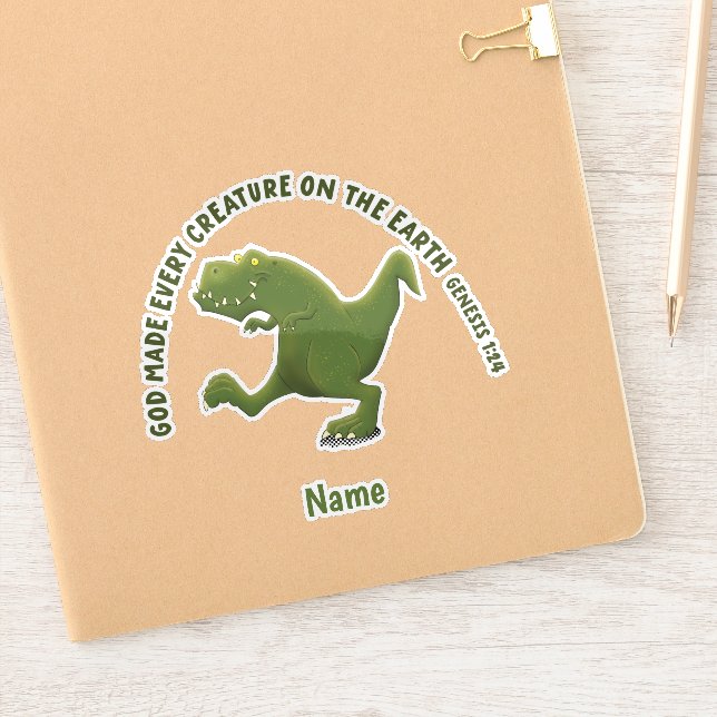 Funny T rex cartoon God made every creature (Notebook)