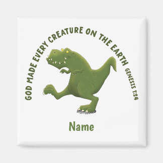 Funny T rex cartoon God made every creature Magnet
