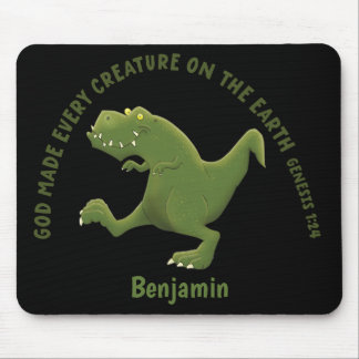 Funny T rex cartoon God made every creature Mouse Pad