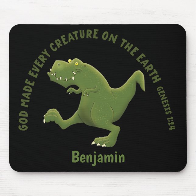 Funny T rex cartoon God made every creature Mouse Pad (Front)