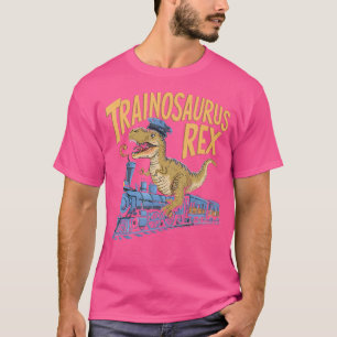 Funny T-Rex Conductor Riding A Train Tranosaurus R T-Shirt
