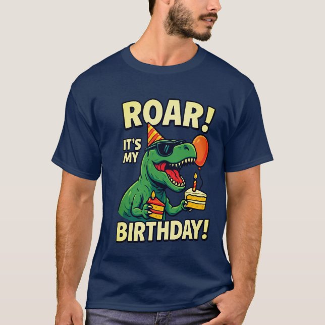  Funny T-Rex Dino Birthday T-Shirt (Front)