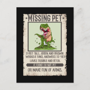 Funny T-Rex Dino Pet Dinosaur Joke Postcard