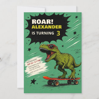 Funny T-Rex Dinosaur Birthday Party Invitation