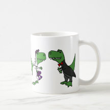 Funny T-rex Dinosaur Bride and Groom Wedding Art