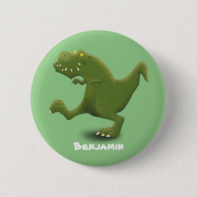 Funny T rex dinosaur cartoon humour 6 Cm Round Badge (Front)
