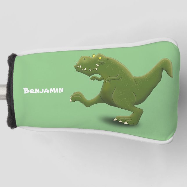 Funny T rex dinosaur cartoon humour Golf Head Cover (Front)