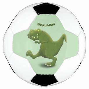 Funny T rex dinosaur cartoon humour Soccer Ball