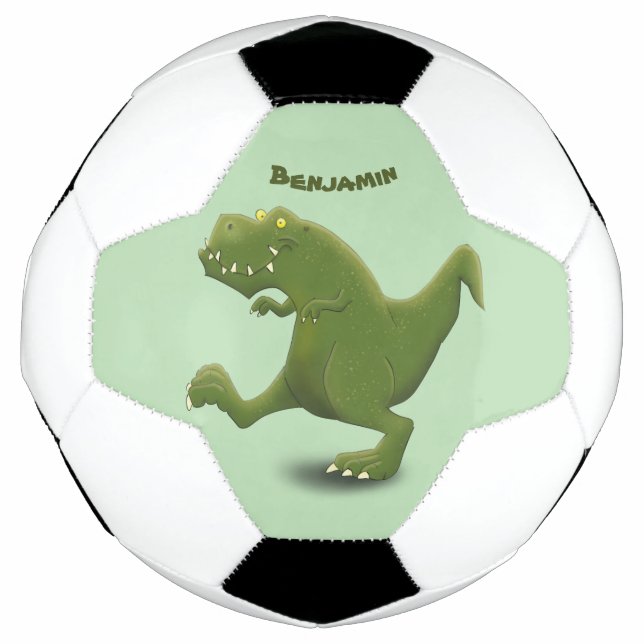 Funny T rex dinosaur cartoon humour Soccer Ball (Front)