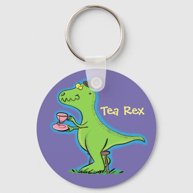 Funny T rex dinosaur cartoon Key Ring (Front)