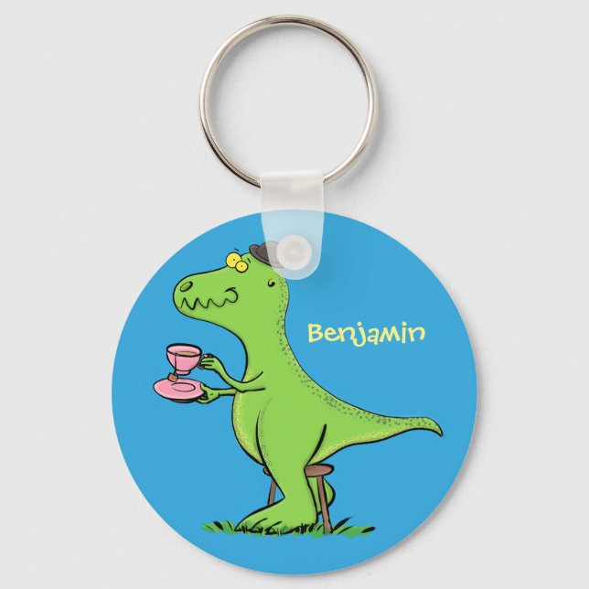 Funny T rex dinosaur cartoon Key Ring (Front)