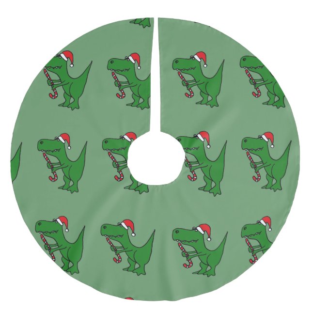 Funny T-rex Dinosaur Christmas Tree Skirt (Front)