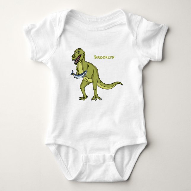 Funny T rex dinosaur illustration  Baby Bodysuit (Front)