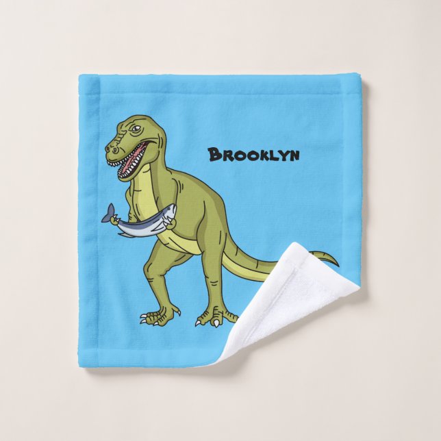 Funny T rex dinosaur illustration Bath Towel Set (Wash Cloth)