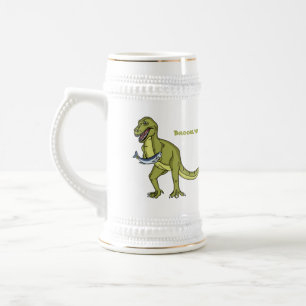 Funny T rex dinosaur illustration Beer Stein