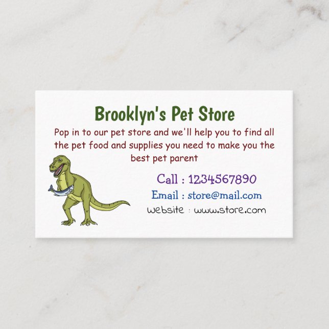 Funny T rex dinosaur illustration Business Card (Front)