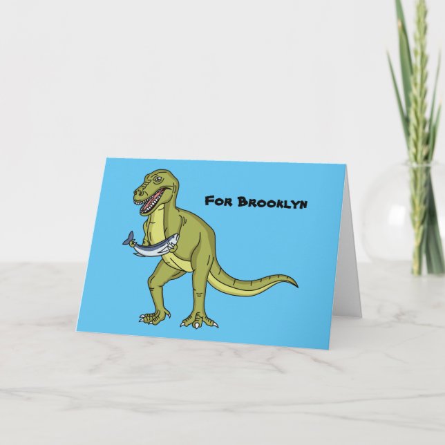 Funny T rex dinosaur illustration Card (Front)
