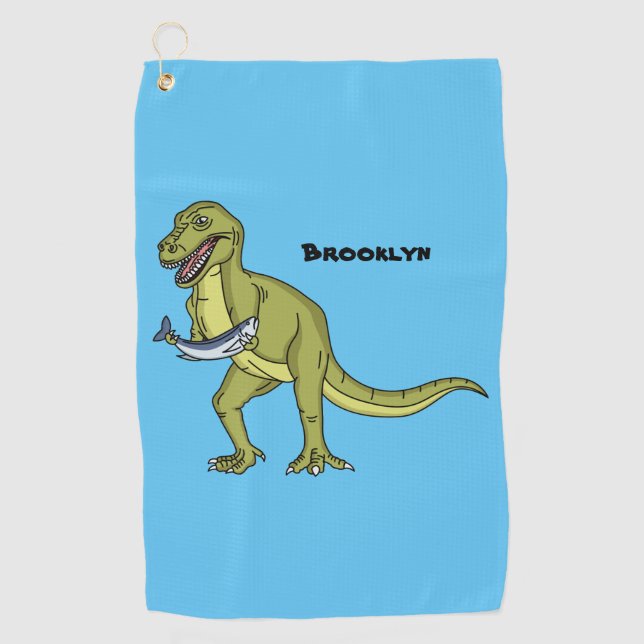 Funny T rex dinosaur illustration Golf Towel (Front)